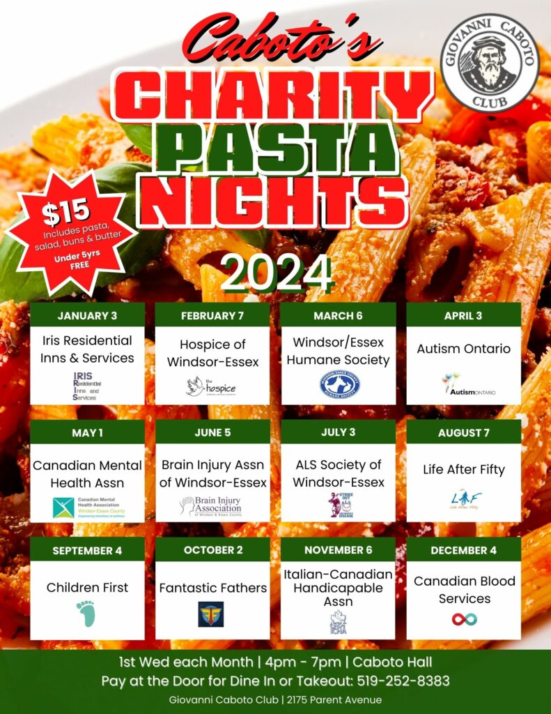 Caboto Club Charity Pasta Night